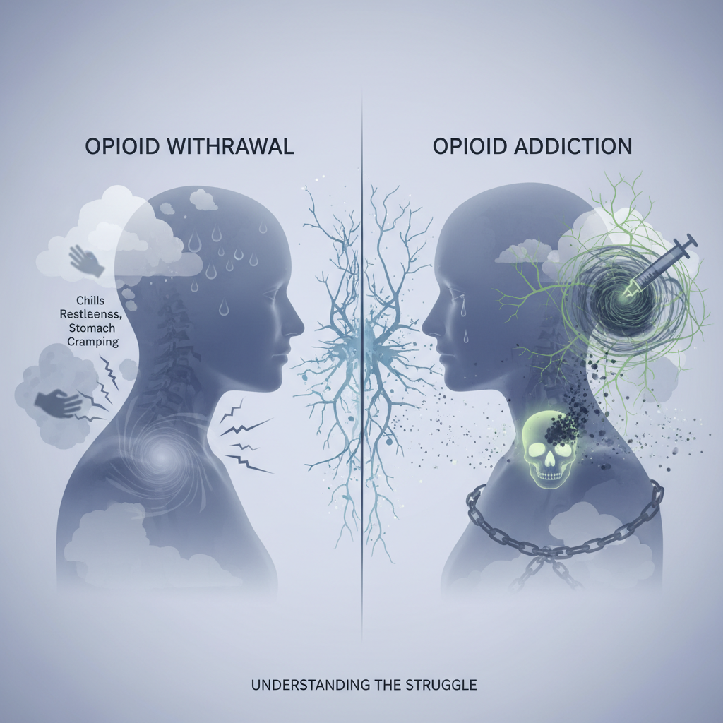 opioid withdrawal vs addiction symptoms