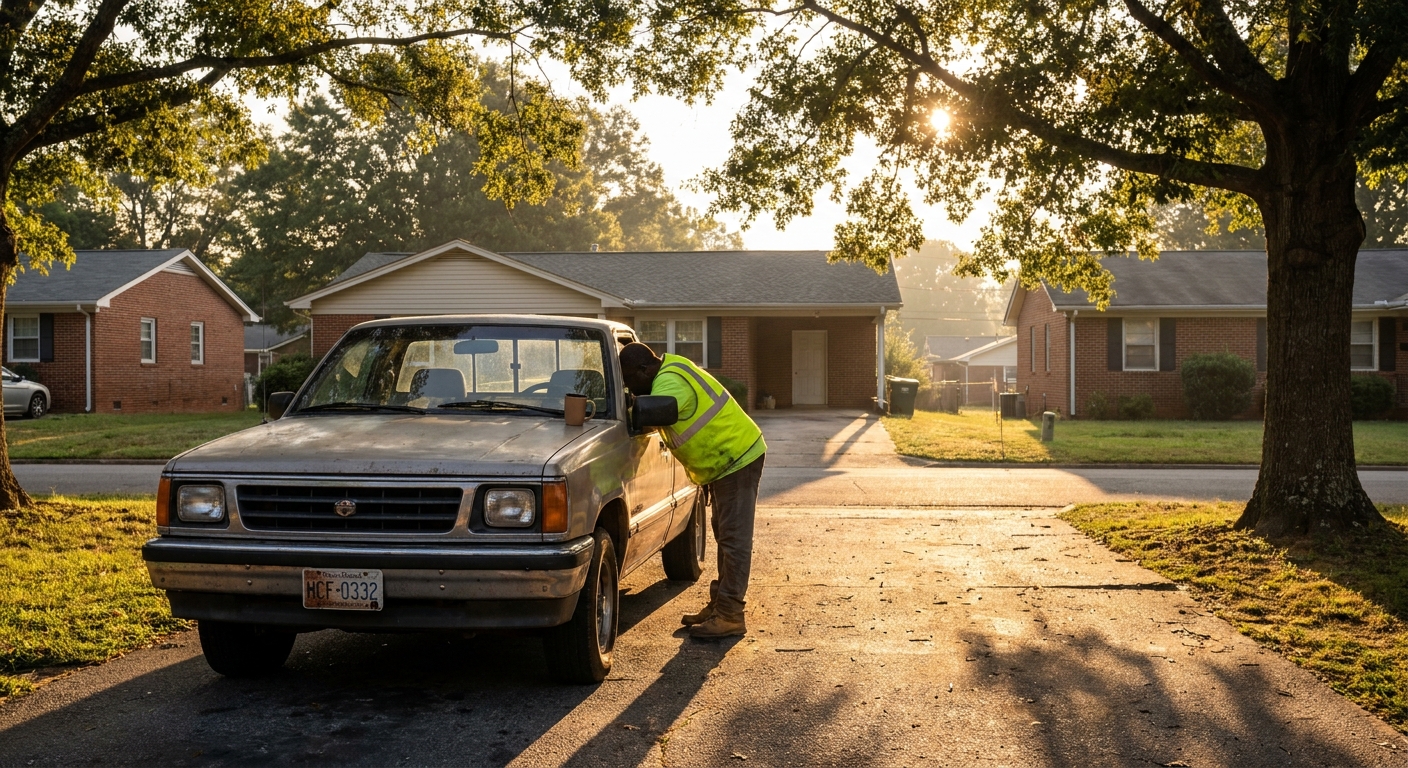 Person heading to work in the morning in a Salisbury, NC neighborhood, representing the ability to maintain daily life while receiving outpatient treatment