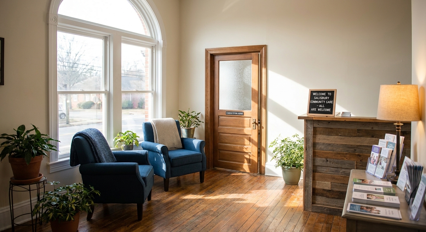 Welcoming reception area at Carolina Energetics medication-assisted treatment clinic in Salisbury, NC
